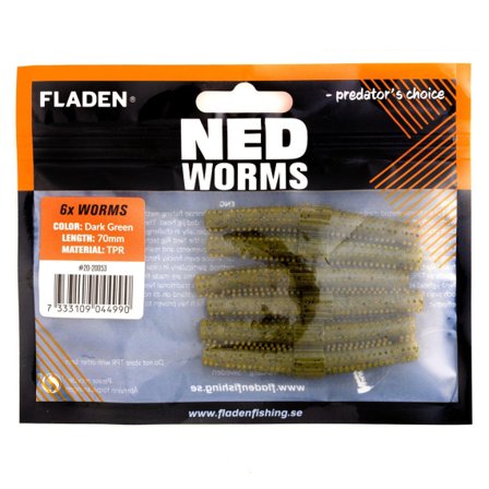 Fladen NED worm 6p 7cm Dark Green