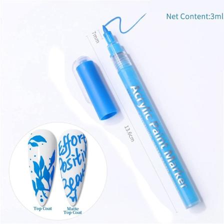 Kynsilakkakynä Nail Art Piirustuskynä SININEN Blue