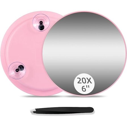 ING Forstørrelsesspeil med sugekopp 20x forstørrelse Ø15cm Sminkespeil med sugekopper Leveres med pinsett Speil Mini Sminkespeil til bruk