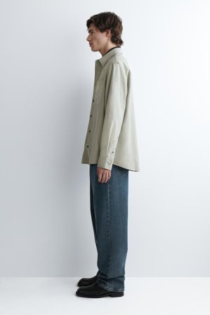 COS Men's Camicia Rilassata In Misto Cotone Spazzolato in Beige