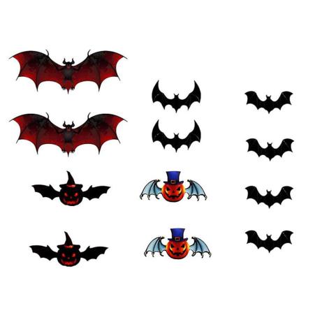 Halloween Pvc Bat Väggdekal 3d Stereo Svart 12 Delar