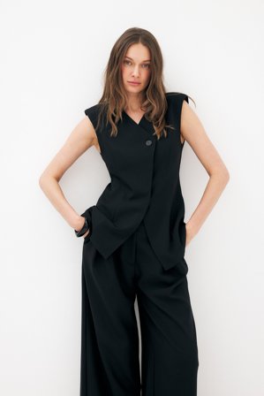 NA-KD Tailored Button Vest - Blazer vest - Sort - EU 44