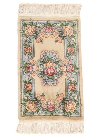 Hand Knotted China 90 Line Rug 60X90 Wool Beige/Dark Green Small