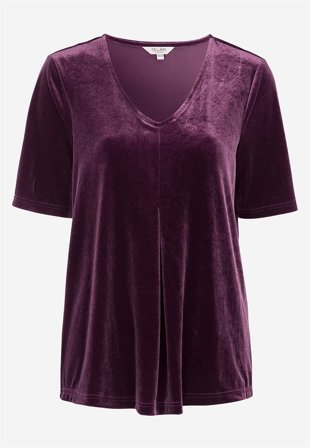 Cellbes of Sweden - Festtopp i fløyel i plomme for damer i størrelse 34/36