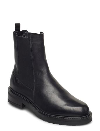 Jemma Long Wool Shoes Chelsea Boots Sort Pavement