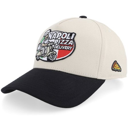 Iconic - Beige adjustable Keps - Napoli Pizza Delivery Stone/Black A-frame Adjustab @ Hatstore