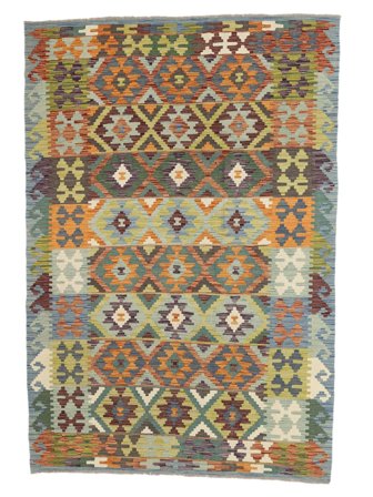 Handgeweven Kelim Afghan Old Style Vloerkleed 165X236 Groen/Bruin