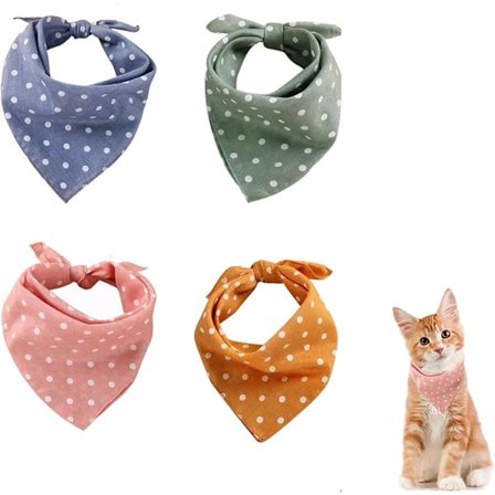 4-pakning med hundesnute-lommetørklær, klassiske polka dot-bandanaer, slitesterk P [BR]