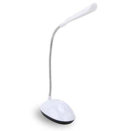 LED Skrivebordslampe med Justerbar Arm - Batteridrevet - Ideell Lampe for Studenter, Nattbord og Kontor, Hvit
