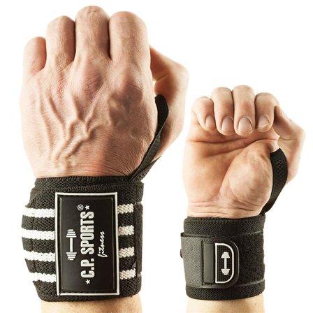 Wrist wraps C.P. Sports Strongman håndledsbind 50 cm Sort Hvid - Bodyman.dk