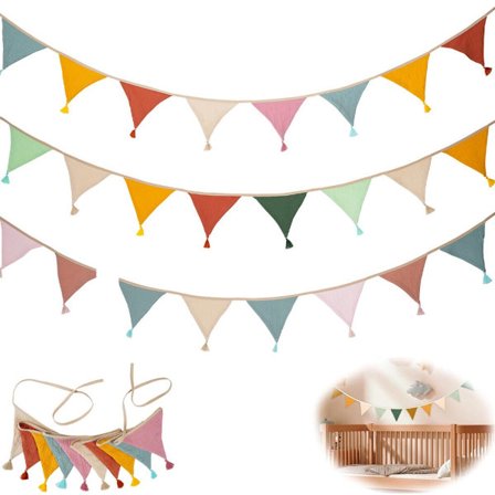 Dekoration - 3-delt - Flag - Stofkrans