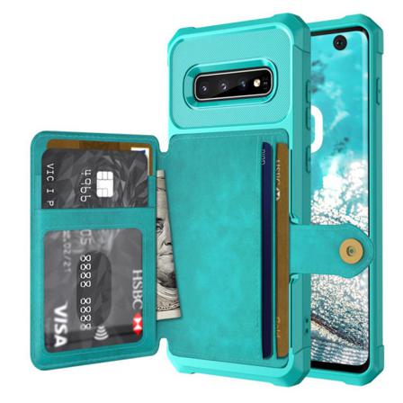 Samsung Galaxy S10e - Slittåligt Smart Skal Med Kortfack Blå