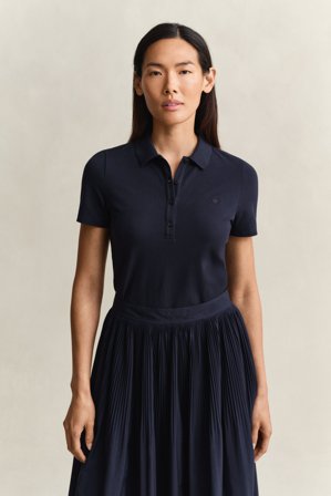 GANT Damen Slim Fit Piqué Poloshirt (XL) Marineblau