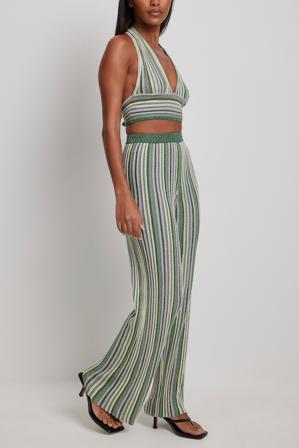 Klara Montes x NA-KD Pantalon scintillant - Pantalons en maille - Multicolore,Stripe - Medium
