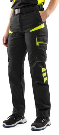 Arbetsbyxor Fristads Dam Byxa 2554 STFP, dam, Svart/Neongul Arbetskläder