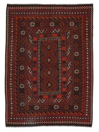 209X295 Koberec Orientální Kelim Maimane Černá/Tmavě Červená (Vlna, Afghánistán)