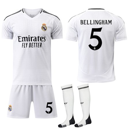 Real Madrid Kotipaita Lapsille & Aikuisille 2024-2025 Sukkien Kanssa Nro.5 Bellingham No.5 Bellingham—max