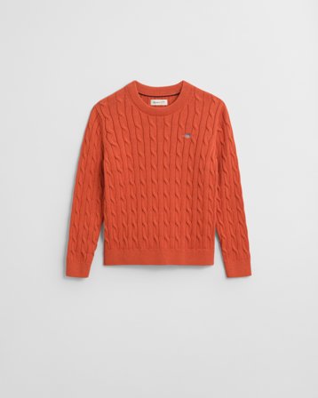 GANT Kinder Zopfstrick Rundhalspullover aus Baumwolle (122/128) Orange