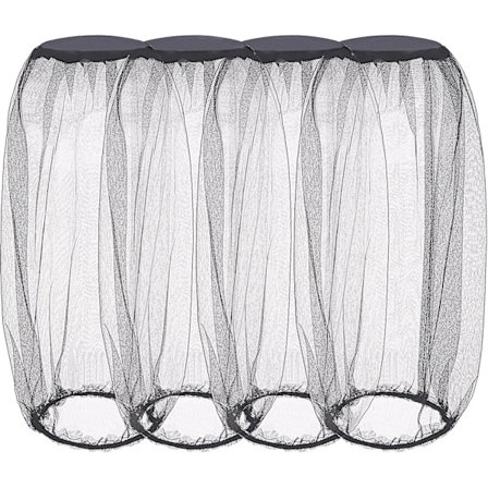 4 stk. Myggenet Hovednet Ansigtsnet Halsdækning Netting Mesh Net til Udendørsaktiviteter (Normal størrelse, Sort)