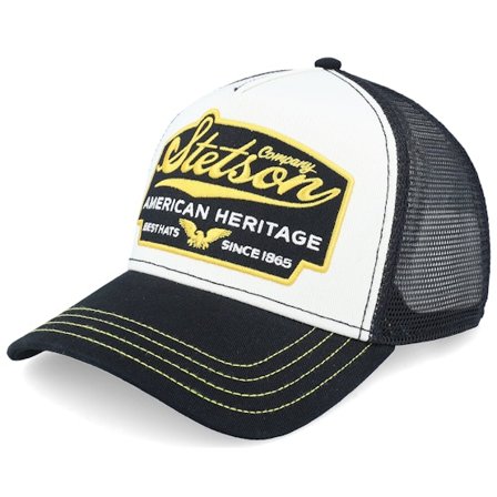 Stetson - White trucker Caps - Big Size American Heritage White/Black A-Frame Trucker @ Hatstore