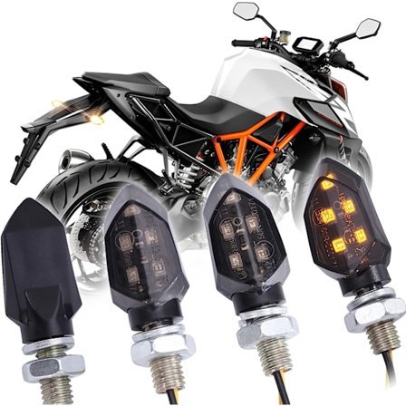 4 kpl Mini LED-moottoripyörän vilkkuvalot Vedenpitävät hyväksytyt Etu- ja takavilkut Yleismaailmallinen 12V Yhteensopiva Harley Kawasaki Yamaha