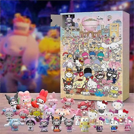 Sanrio Julekalender 24 stk Sanrio Figurer Dukkelegetøj Jul 24 Dages Nedtællingskalender Strømpestopper Gaveæske