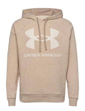 Ua Rival Fleece Big Logo Hd Hoodie Beige Under Armour