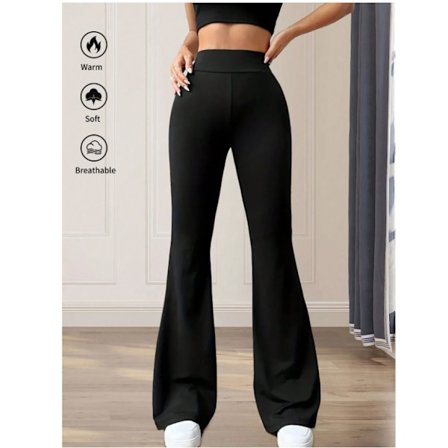 Høye flared yogabukser for kvinner | Stretch Fitness & Danse Leggings *svart*M