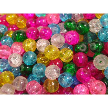 100st Crackle Glaspärlor 6mm- Blandade Färger Flerfärgad 6 Mm
