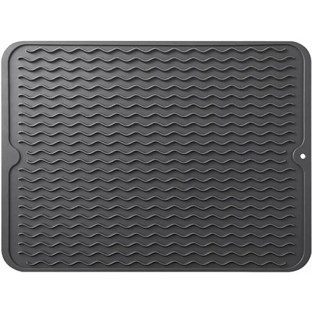 SiliCone diskställningsmatta, diskbänksorganisatör, diskbänkshållare, värmebeständig och halkfri, SiliCone avrinningsmatta, svart-