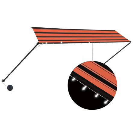 Vidaxl Markis Med Led 350x150 Cm Orange Och Brun Multifärg