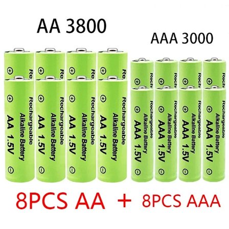1,5 V AA + AAA NI MH Ladattava AA-akku AAA Alkali 3800-3000mah Taskulammille Leluille Kello MP3-soitin Vaihda Ni-Mh-akku