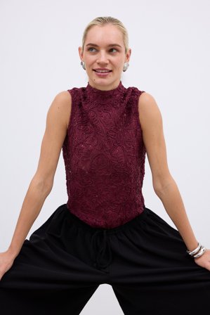 NA-KD Ärmlös topp med spets - Festtoppar - Lila - XS (EU 32)