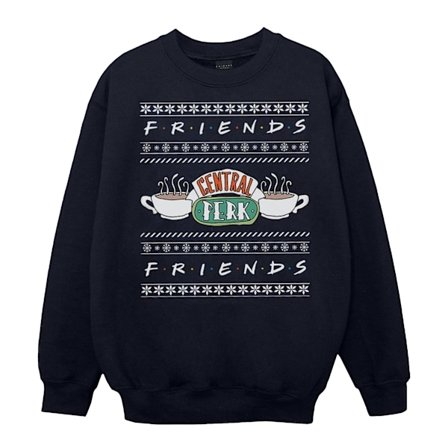Friends Girls Fair Isle Central Perk Sweatshirt 7-8 år Marinblå