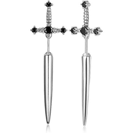 Gotiske øreringe i rustfrit stål med sværd til mænd og kvinder, sølv, guld, vintage, dolk smykker, gave sølv sort sten