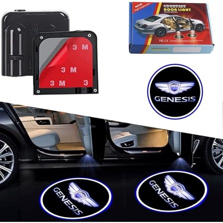 2 stk. bildørlogo-projektor LED-lys til Genesis, trådløse Courtesy Ghost Shadow-dørlys, velkomstlys, passer til Genesis-biler