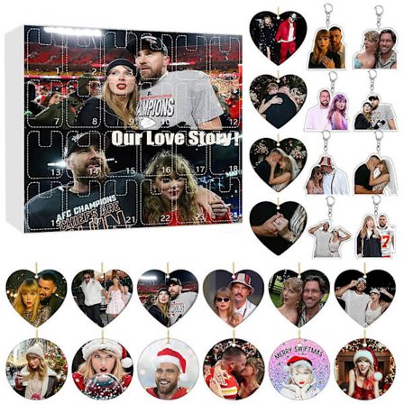 Taylor Swift Forlovelse Blind Box Jule Nedtællingskalender, Hjerteformet Akryl Vedhæng Juletræsdekoration