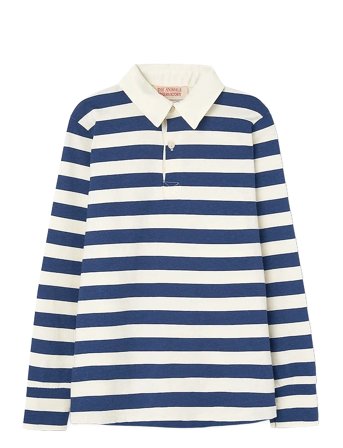 THE ANIMALS OBSERVATORY Stripes Navy Eel Polo Shirt - Navy - 8 Y