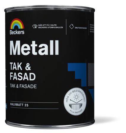 Beckers Täckfärg, Metall Tak&Fasad halvmatt, 1L, Valfri kulör, Färg & tapeter