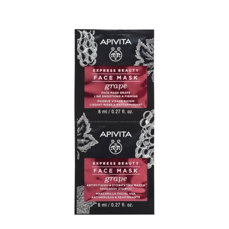 APIVITA Express Beauty - Viso Maschera Viso Liftante e Rassodante all'Uva 2x8ml - Maschera Anti-età viso