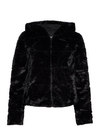 Onlmisty Fur Hooded Jacket Otw Black ONLY