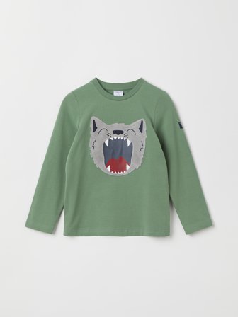 Polarn O. Pyret - Wolf long-sleeve top - 86 - Childrenswear - green
