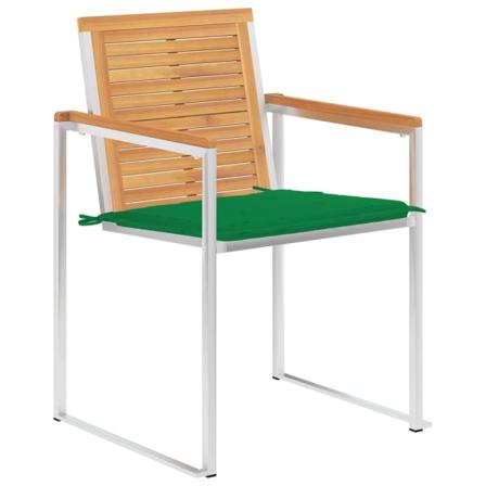 Vidaxl Trädgårdsstolar 6 St Med Dynor Massiv Teak Grön