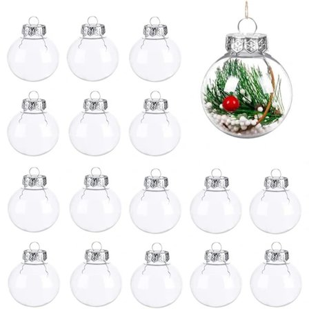 Gjennomsiktige Julekuler, 16 Stykker Gjennomsiktige Fyllbare Julekuler, 6 cm Julekuler Akryl Dekorative Julekuler, Juletrekuler, DIY