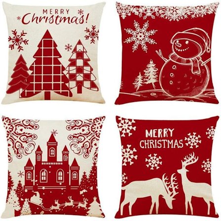 Pudebetræk 45x45 Julepudebetræk Jul, Sæt med 4
