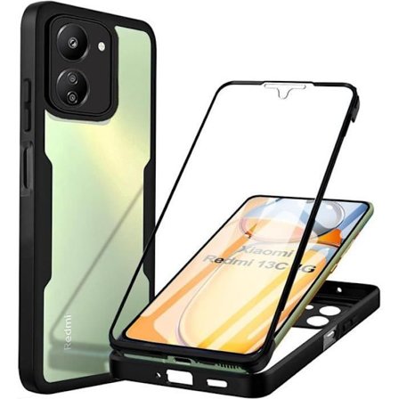 Coque - E.F.CONNECTION - til Xiaomi Redmi 13C - 360° Beskyttelse - Stiv - Sort