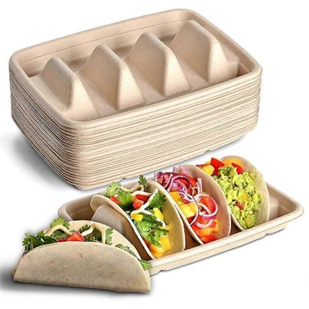 24 stk. engangs taco-holdere, taco-tallerkener i papir med skillevegger, fiesta taco-brett holder