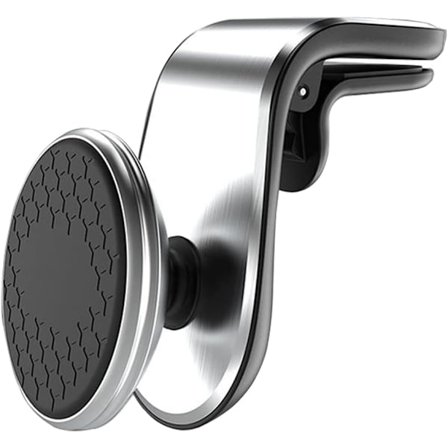 Magnetisk telefonholder til bil (sølv), universel biltelefonholder med 360° rotation, magnet til telefon i bilen og en knap til frigivelse til sikker 