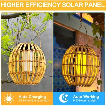 Utomhuslykta 1/2-pack Solcellslampa Hängande Vattentät Trädgårdsdekoration Balkong