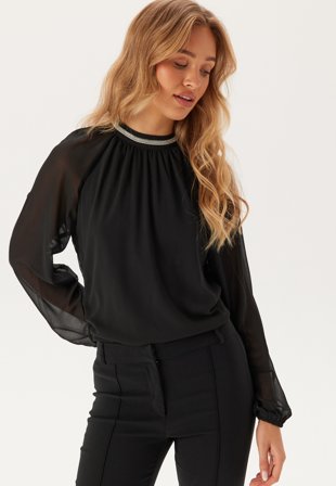 VILA - Vianlis High Neck L/S Top - Black Beauty - Kläder - - Bubbleroom